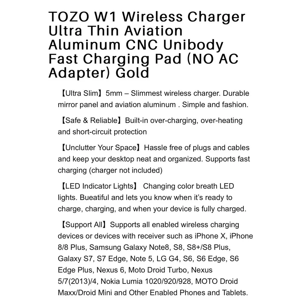 TOZO W1 Wireless Charger - GOLD‎